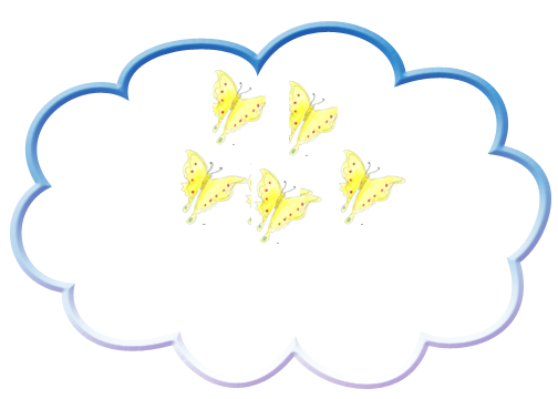 Cinco mariposas dentro de la nube