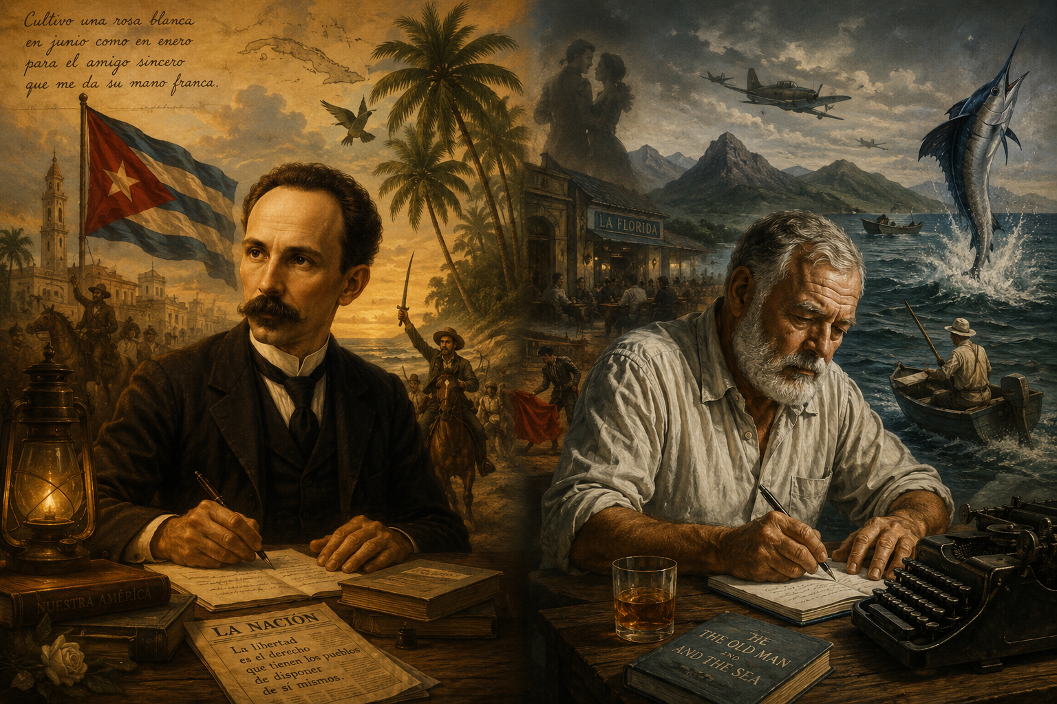 Martí y Hemingway: mundos contrastados | Foto: generada por ChatGPT