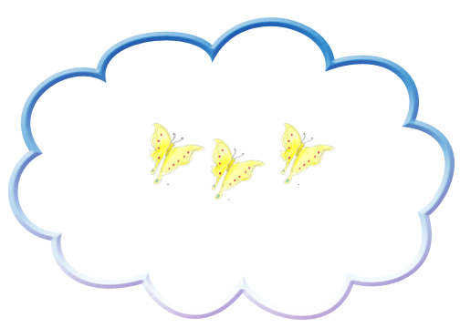 Tres mariposas dentro de la nube