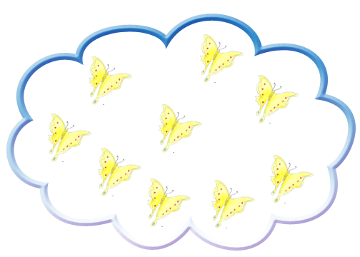 Nueve mariposas dentro de la nube